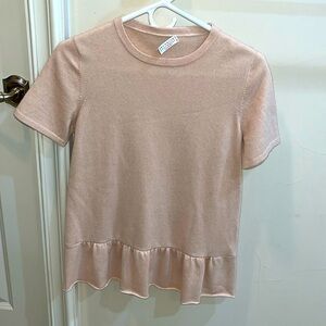 Brunello Cucinelli Cashmere pink peplum sweater SZ M